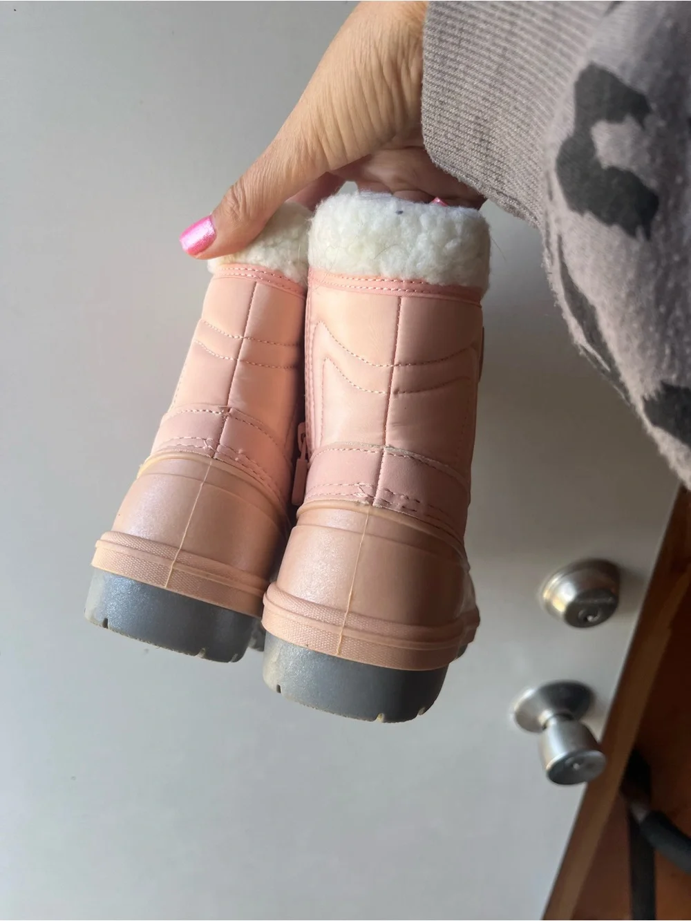 Cat & Jack Pink Kids Rain & Snow Boots with Faux Fur Cuff